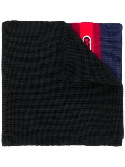 Kenzo Logo Patch Knitted Scarf In Black