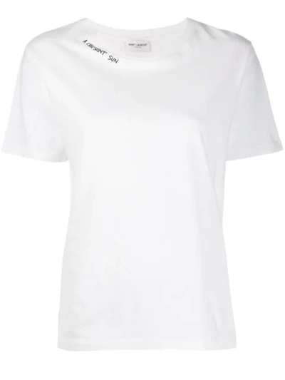 Saint Laurent Slogan Detail T-shirt In White