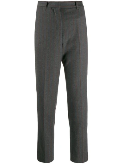 Incotex Pinstripe Cropped Trousers In Grey