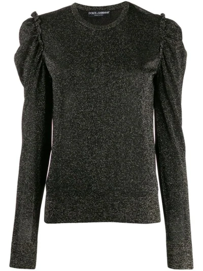Dolce & Gabbana Ruched Shoulder Top In Black