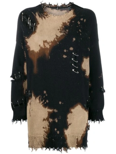 R13 Bleached Distressed Crewneck Sweater In Black ModeSens