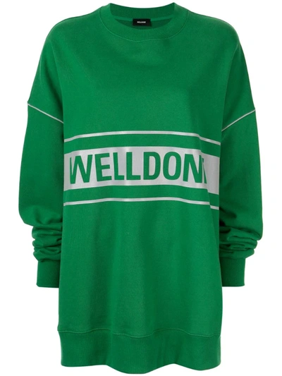 We11 Done Printed Logo Sweatshirt In Green