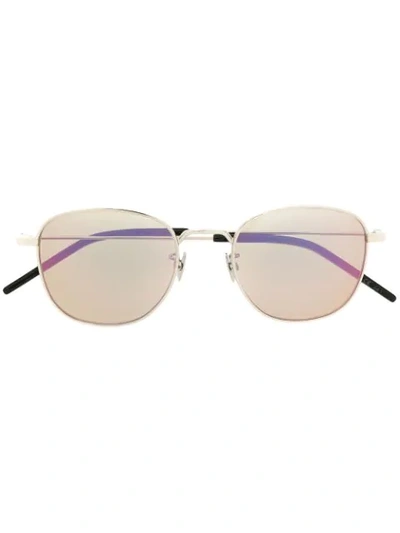 Saint Laurent Round Frame Sunglasses In Silver