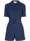 Gucci Gg Short Belted Jumpsuit In Blau