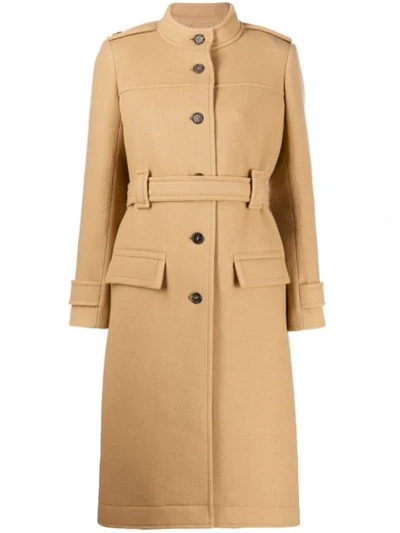 Chloé Belted Single-breasted Coat In Neutrals