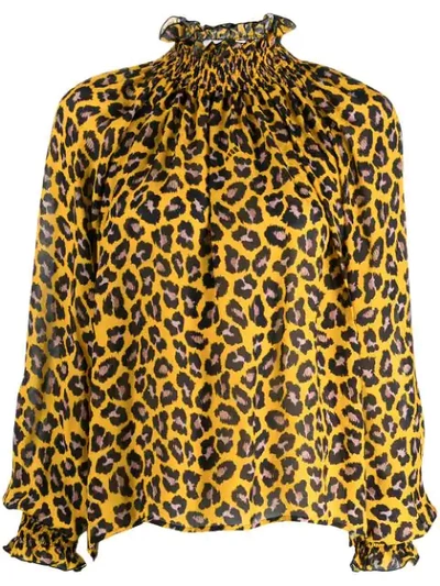 Msgm Leopard Print Blouse In Yellow