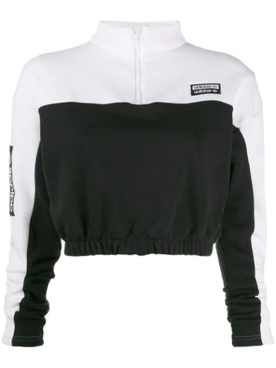 Adidas Originals Cropped-pullover Mit Reissverschluss In Black