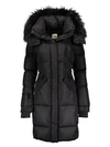 Sam Highway Fur-trim Down Puffer Coat In Black Charcoal