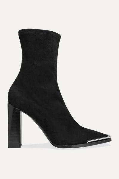 Alexander Wang Mascha Square-toe Stretch-suede Sock Boots In Black