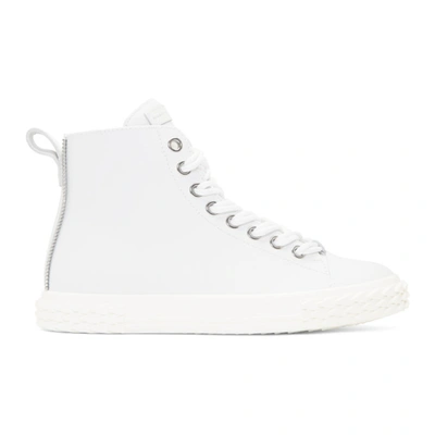 Giuseppe Zanotti Men's Blabber High-top Leather Sneakers, White In Moxi Bianco