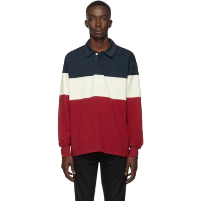 Rag & Bone Rag And Bone Navy And Red Colorblock Rugby Polo In 0 Navywhtrd