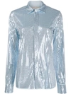 Bottega Veneta Women's Mirror Crystal Embellished Jersey Blouse In Baby Blue