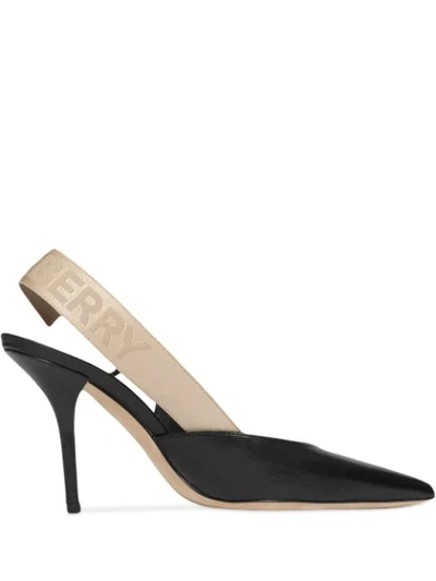 Burberry Maria Two-tone Asymmetric Slingback Pumps In Black,beige