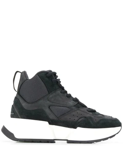 Mm6 Maison Margiela Panelled High-top Trainers In Black