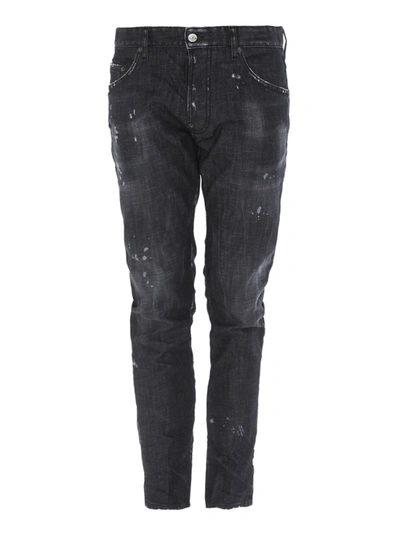 Dsquared2 Skater Scraped Jeans In Black