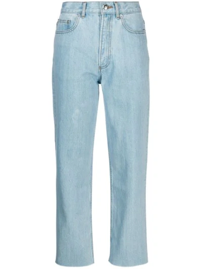 Apc Five Pocket Relaxed Crop Jeans In Blue