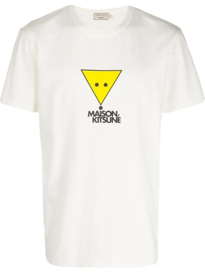Maison Kitsuné Logo-print Cotton-jersey T-shirt In Wh White
