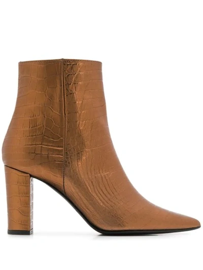 Marc Ellis Embossed Metallic Boots In Bronze