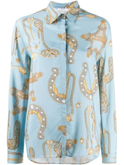 Versace Baroque Print Shirt In Blue