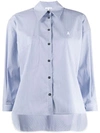 Patrizia Pepe Striped Logo Embroidered Shirt In Blue