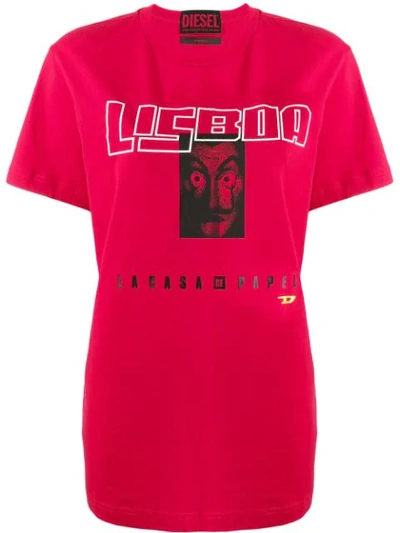 Diesel X La Casa De Papel Lisboa Printed T-shirt In Red