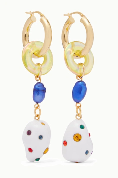 Mounser Gold-plated Glass, Pearl And Crystal Earrings In White