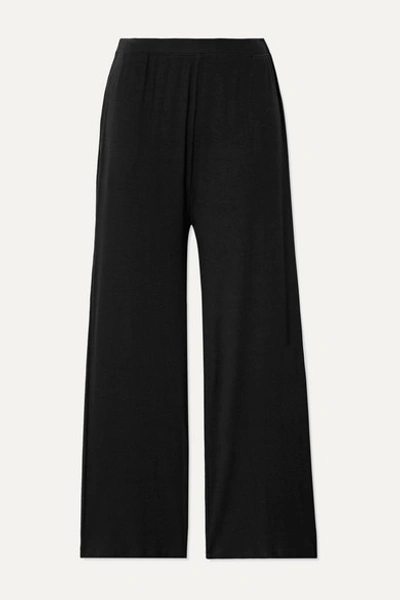 Skin Noelle Ribbed Stretch-pima Cotton And Modal-blend Pajama Pants In Black