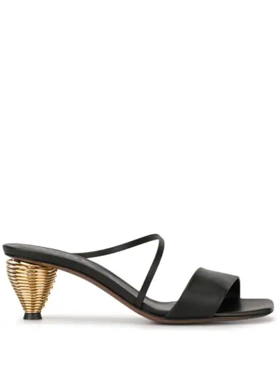 Neous Thallis Leather And Faille Sandals In Black