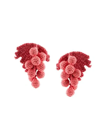Rosie Assoulin Crochet Grapes Earring In Pink