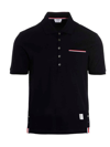 Thom Browne Heather Polo Shirt With Striped Pocket In Blue