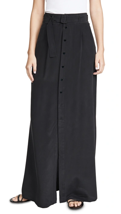 L Agence Bendetta Belted Silk Crepe De Chine Maxi Skirt In Black