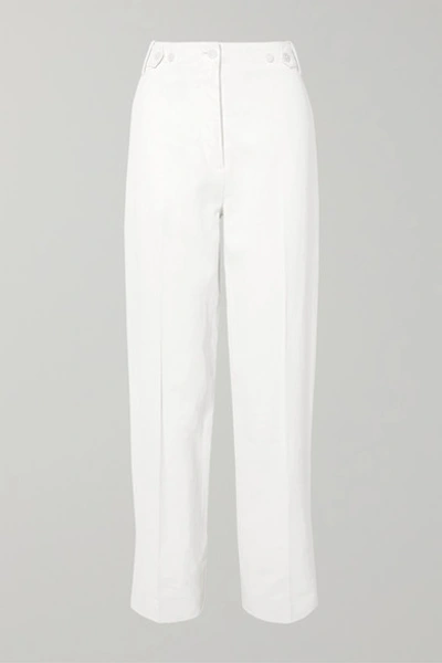 The Row Matea Pleated Linen-blend Wide-leg Pants In White