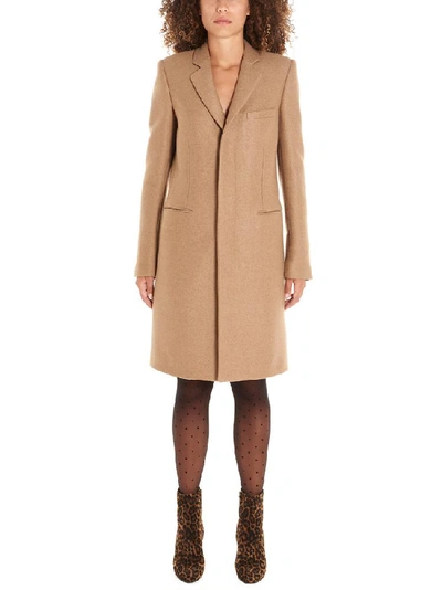 Saint Laurent Single Breasted Coat In Brown