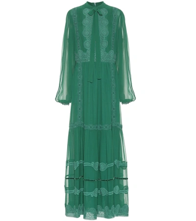 Costarellos Silk-chiffon Maxi Dress In Green