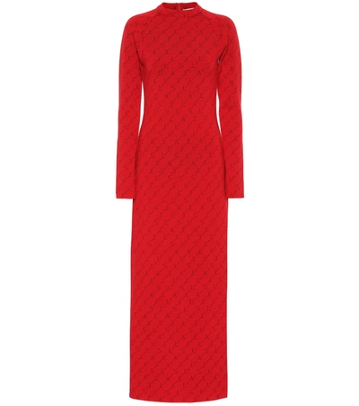 Stella Mccartney Logo Stretch Wool Dress In Red