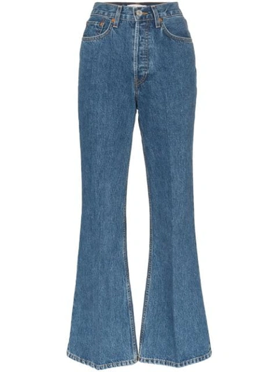 Re/done '70s Utlra High-rise Flared Jeans In Blue