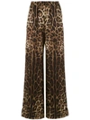 Dolce & Gabbana Elastic Waist Animal Print Trousers In Brown