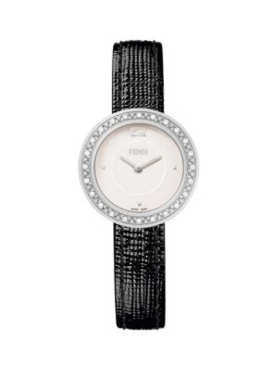 Fendi My Way Stainless Steel, Diamond & Leather-strap Watch In Grey