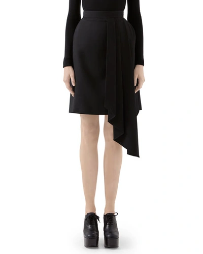 Gucci Asymmetric Draped Wool Skirt In Black