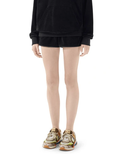 Gucci Satin-trim Chenille Shorts In Black