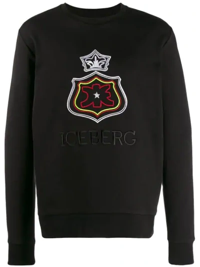 Iceberg Logo Embroidered Sweatshirt In Black