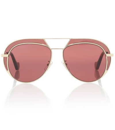 Loewe Aviator-style Gold-tone Sunglasses In Pink