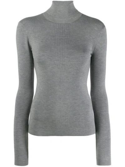 Joseph Stretch Silk-blend Turtleneck Sweater In Grey
