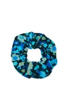 Ganni Floral-print Silk-blend Hair Tie In Blue