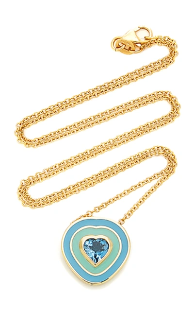 Sig Ward 18k Gold, Enamel And Aquamarine Necklace In Multi