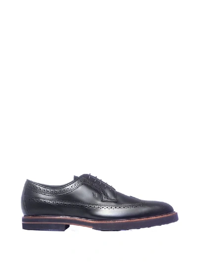 Tod's Leather Derby Shoes In Nero