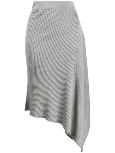 Pinko Asymmetric Knit Skirt In Grey