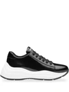 Prada Brushed Leather Sneakers In Black