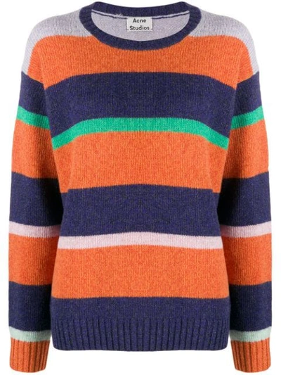 Acne Studios Boat-neck Striped Wool Jumper In Orange