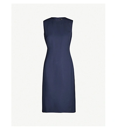 Theory Eano Knee-length Stretch-wool Dress In Sea Blue